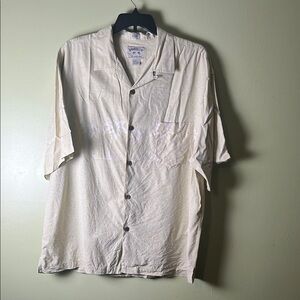 BAMBOO CAY  Cream Casual Button Down Shirt 💯 percent silk.wedding, dressing.
